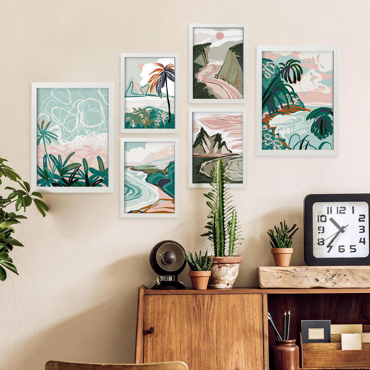 POSTER Set Mit 6 Küstenlandschaft Größe A3 & A4 Weißer Rahmen - Weiß, Papier (29.7/1cm) - Nacnic