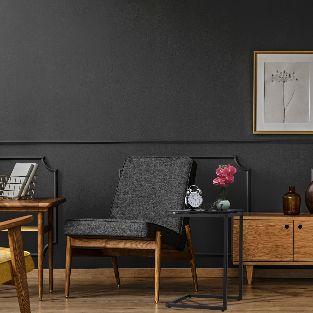 BEISTELLTISCH - Schwarz, Glas/Metall (40/40/60cm) - Relaxdays