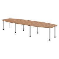 KONFERENZTISCH groß KT40 130/400/74 cm in Nussbaumfarben/Füße in Silberfarben - Silberfarben/Nussbaumfarben, Holzwerkstoff (130/400/74cm) - bümö
