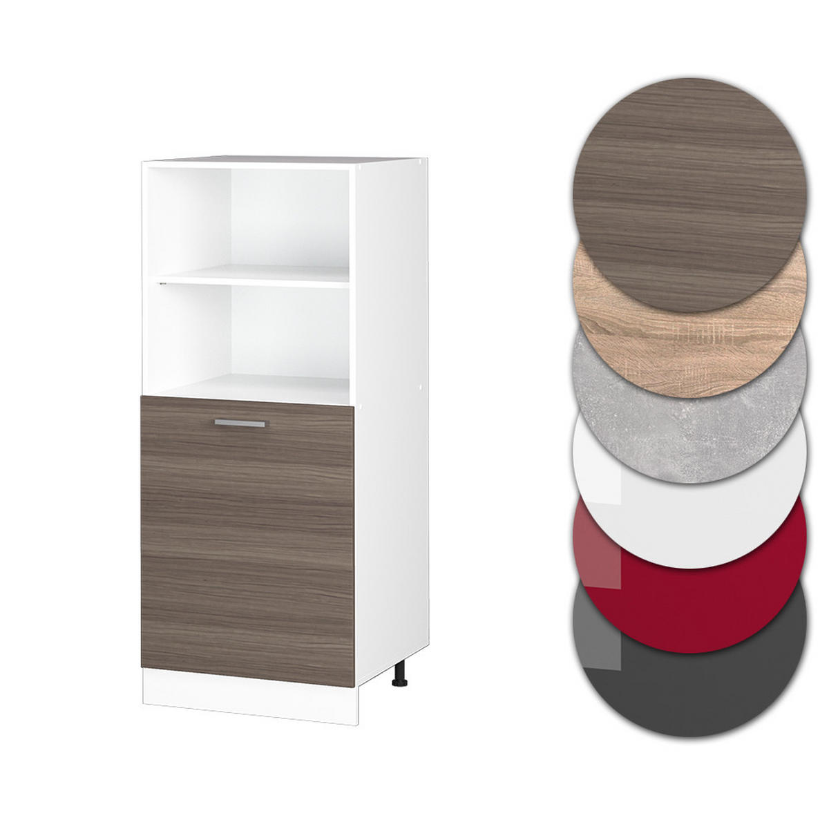 HERDUMBAUSCHRANK R-Line Grau 60 cm - Weiß/Braun, Holzwerkstoff (60/143/57cm) - Vicco