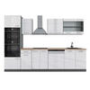 KÜCHENZEILE R-Line Weiß Hochglanz/Anthrazit 300 cm mit Hochschrank AP Eiche - Weiß Hochglanz/Anthrazit, Holzwerkstoff (300/81.6/60cm) - Vicco