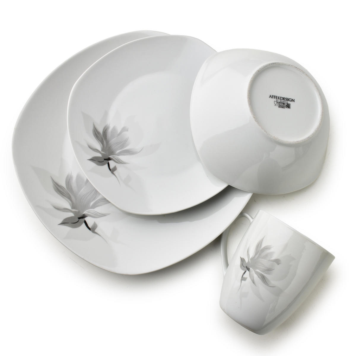 GESCHIRR-SET Lea 16-tlg Grau 30/30/40cm Porzellan - Grau, Keramik (30/40/30cm) - Mondex