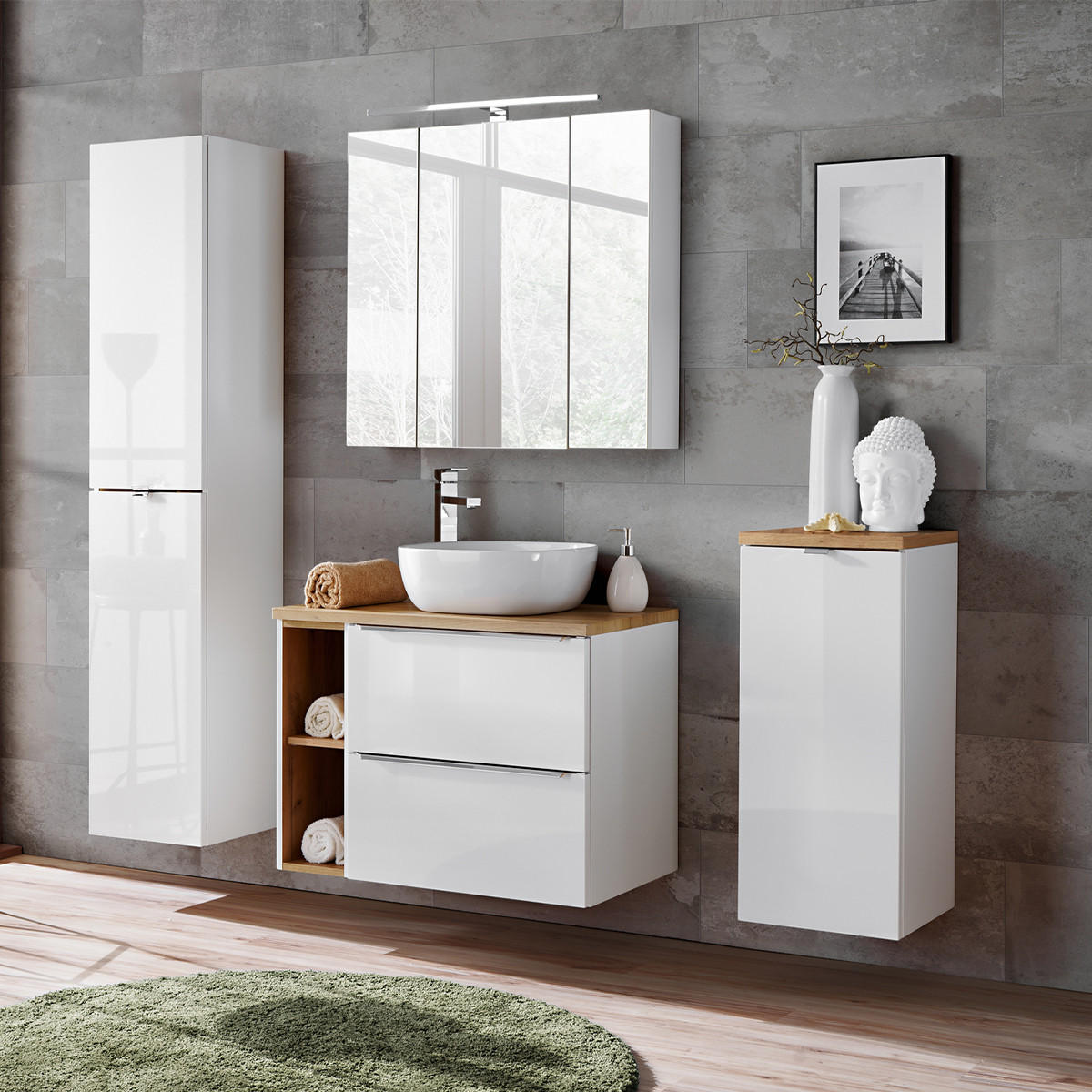 HÄNGESÄULE April Weiß und Holz - Weiß, Holzwerkstoff (35.4/80/35cm) - Petits-meubles