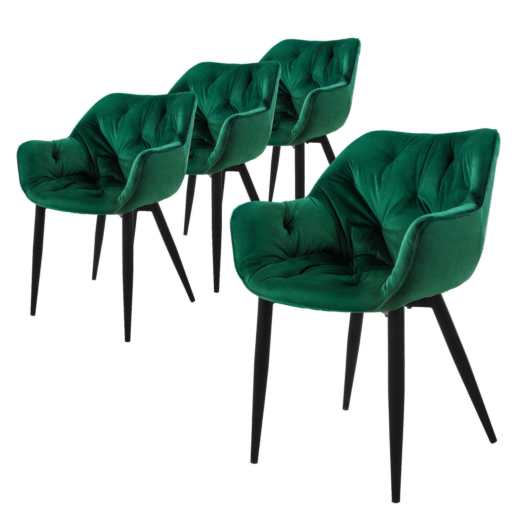 STUHL Samt Dunkelgrün 4er Set - Dunkelgrün, Metall (60/82/57cm) - ML-DESIGN