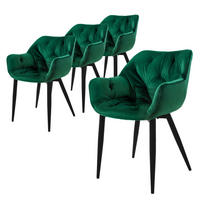 STUHL Samt Dunkelgrün 4er Set - Dunkelgrün, Metall (60/82/57cm) - ML-DESIGN