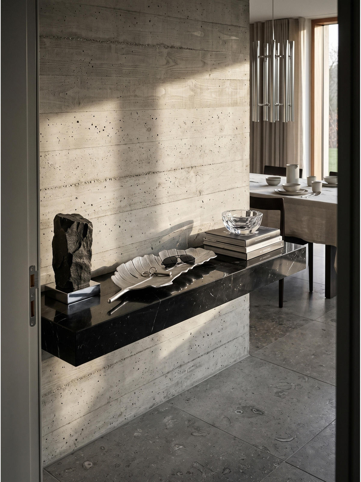 DEKOSCHALE SUBIACO, Aluminium, handgefertigt, Silber, 80 x 26 x 5 cm - Silberfarben, Metall (5cm) - KADIMA DESIGN