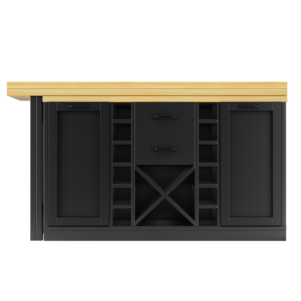 KÜCHENINSEL 360° Drehbar Ausziehbar Stauraum Weiß Schwarz - Schwarz, Metall (120/73.8/40cm) - FLIEKS