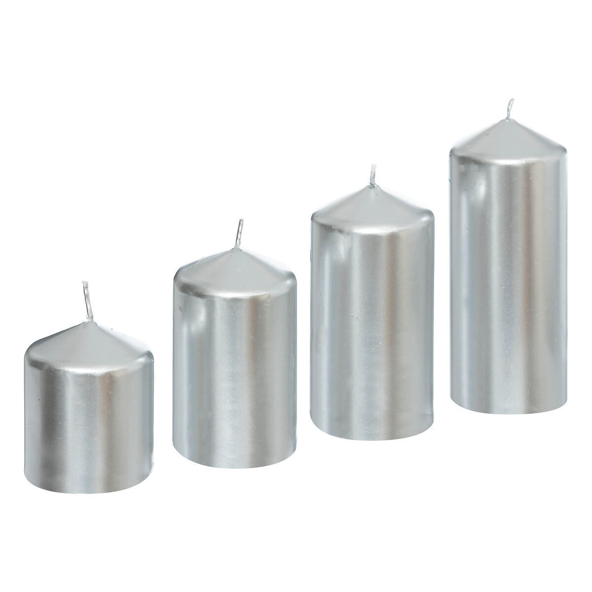 KERZEN 4er-Set Ø 5 cm - Silberfarben, Paraffin (5/12/5cm) - Atmosphera Createur d´interieur