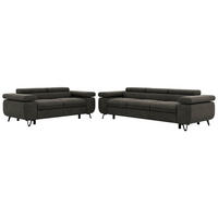 SEDACÍ SOUPRAVA PETER 2+3 - Tmavě šedá Samet - černá/tmavě šedá, kov/textil (262/76/99cm) - MKS