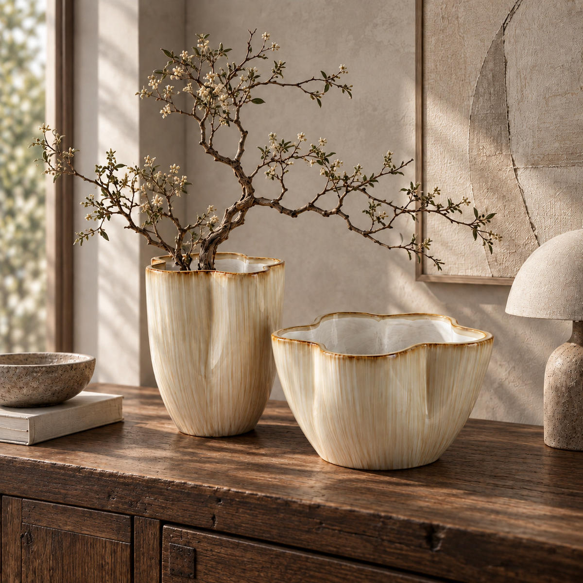 VASE MANON 23/23/25,5cm - Beige, Keramik (26cm) - Mondex