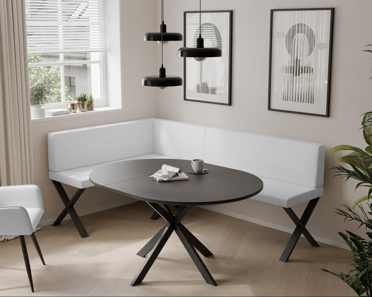 ECKBANK links VERO X Kunstleder glatt, 142/196 cm Weiß - Weiß, Kunststoff/Textil (142/196cm) - Idohome