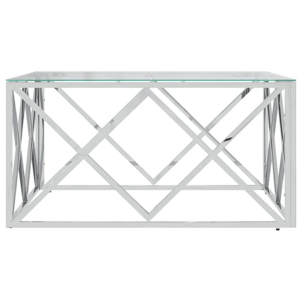 COUCHTISCH 80x80x40 cm Edelstahl und Glas - Silberfarben, Metall (80/80/40cm) - furnicato