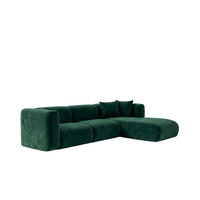 ECKSOFA L-Form, Velvet-Stoff Bluvel, Grün, Rechts, GRETA - Grün, Holz (318/179cm) - Kaiser Möbel