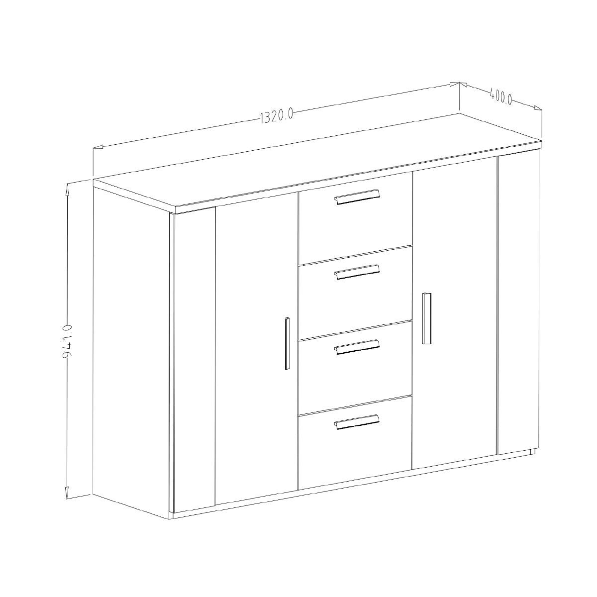 KOMMODE Alec Dunkles Holz und Schwarz - Schwarz, Holzwerkstoff (132/94.1/40cm) - Petits-meubles