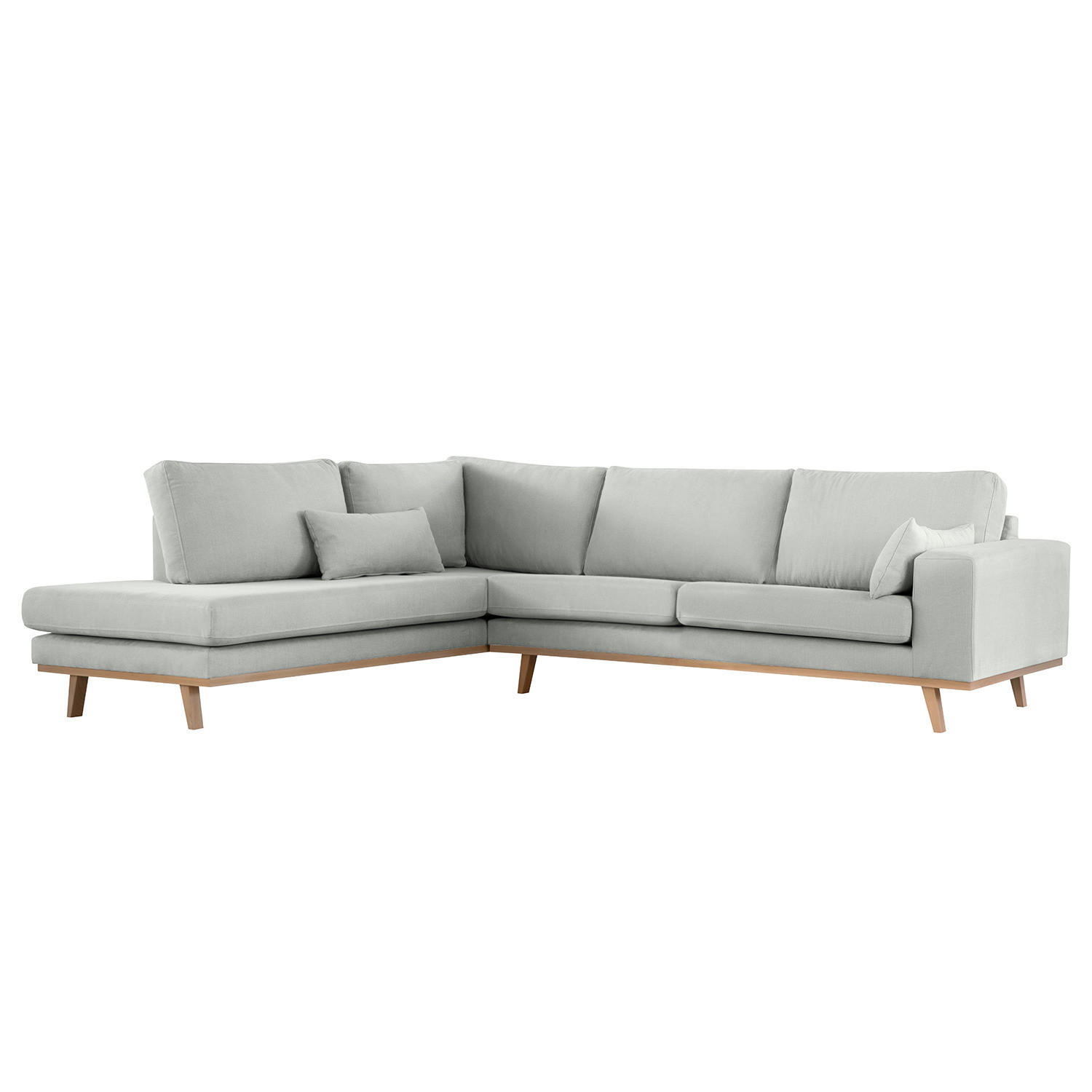 ECKSOFA mit Ottomane - Buchefarben/Grau, Textil (287/219cm) - home24