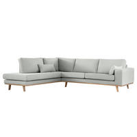 ECKSOFA mit Ottomane - Buchefarben/Grau, Textil (287/219cm) - home24