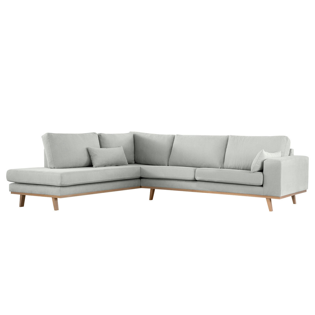 ECKSOFA mit Ottomane - Buchefarben/Grau, Textil (287/219cm) - home24