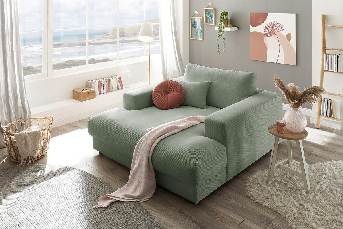 LONGSEAT MADELINE Grün Cord - Schwarz/Grün, Kunststoff/Textil (150/86/170cm) - KAWOLA