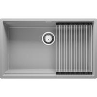 SPÜLBECKEN Praga Slim, 2-er set Grau 76/47 cm 1 Becken + Ablauf-Set + Aufrollbare Abtropffläche ab 80er Unterschrank - Chromfarben/Grau, Kunststoff (76/20/47cm) - Primagran