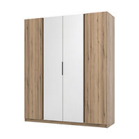 KLEIDERSCHRANK Nehir Eiche Evoke 200 cm - 4T Modern mit 2 Spiegeln mittig - Eichefarben, Holzwerkstoff/Kunststoff (200/239/61.9cm) - AX Living