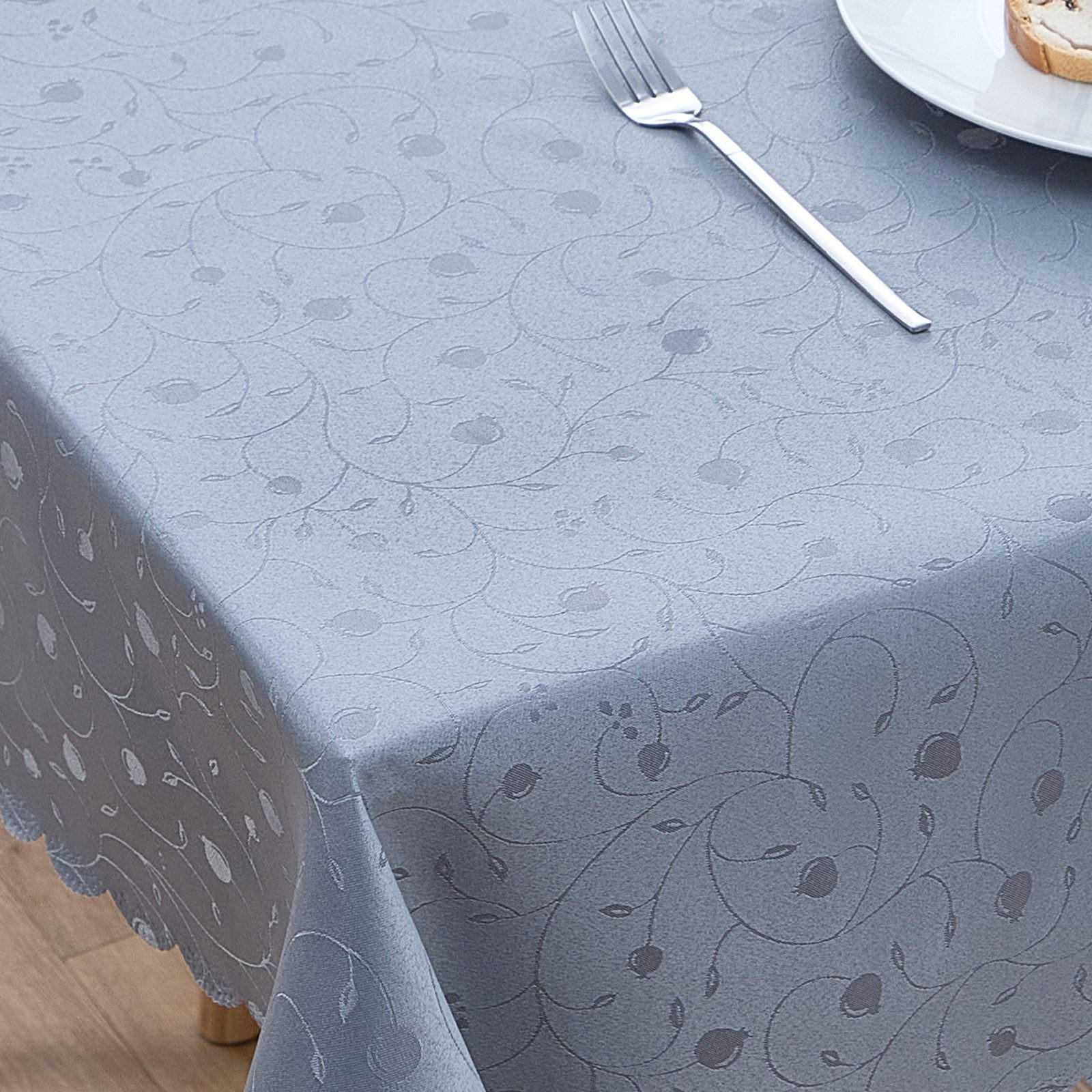 TISCHDECKE Abwaschbar Ornamente Rechteckig 140 x 240 cm Tischtuch Tafeldecke Kratzfest aus Polyester, Hellgrau - Hellgrau, Textil (140/240cm)