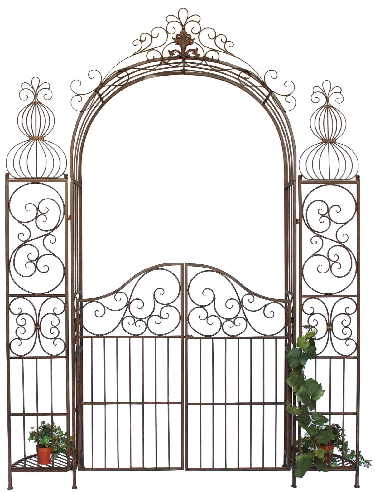 ROSENBOGEN mit Tür aus Metall Braun 120853 - Braun, Metall (190/265/36cm) - DanDiBo