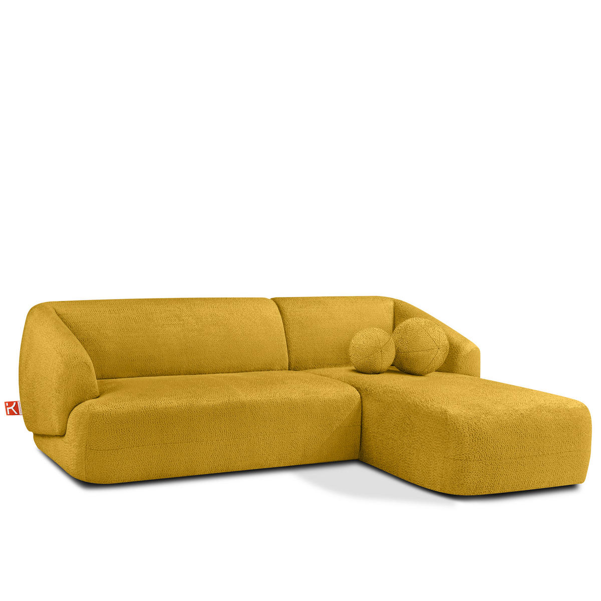 ECKSOFA RECHTS VIRA, Gelb, Chenille - Gelb/Schwarz, Holz/Holzwerkstoff (300/160cm) - KONSIMO®