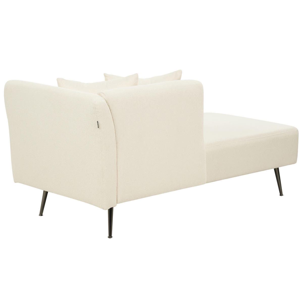 CHAISELONGUE Bouclé cremeweiß rechtsseitig Riom - Schwarz/Weiß, Textil (156/75/77cm) - Beliani