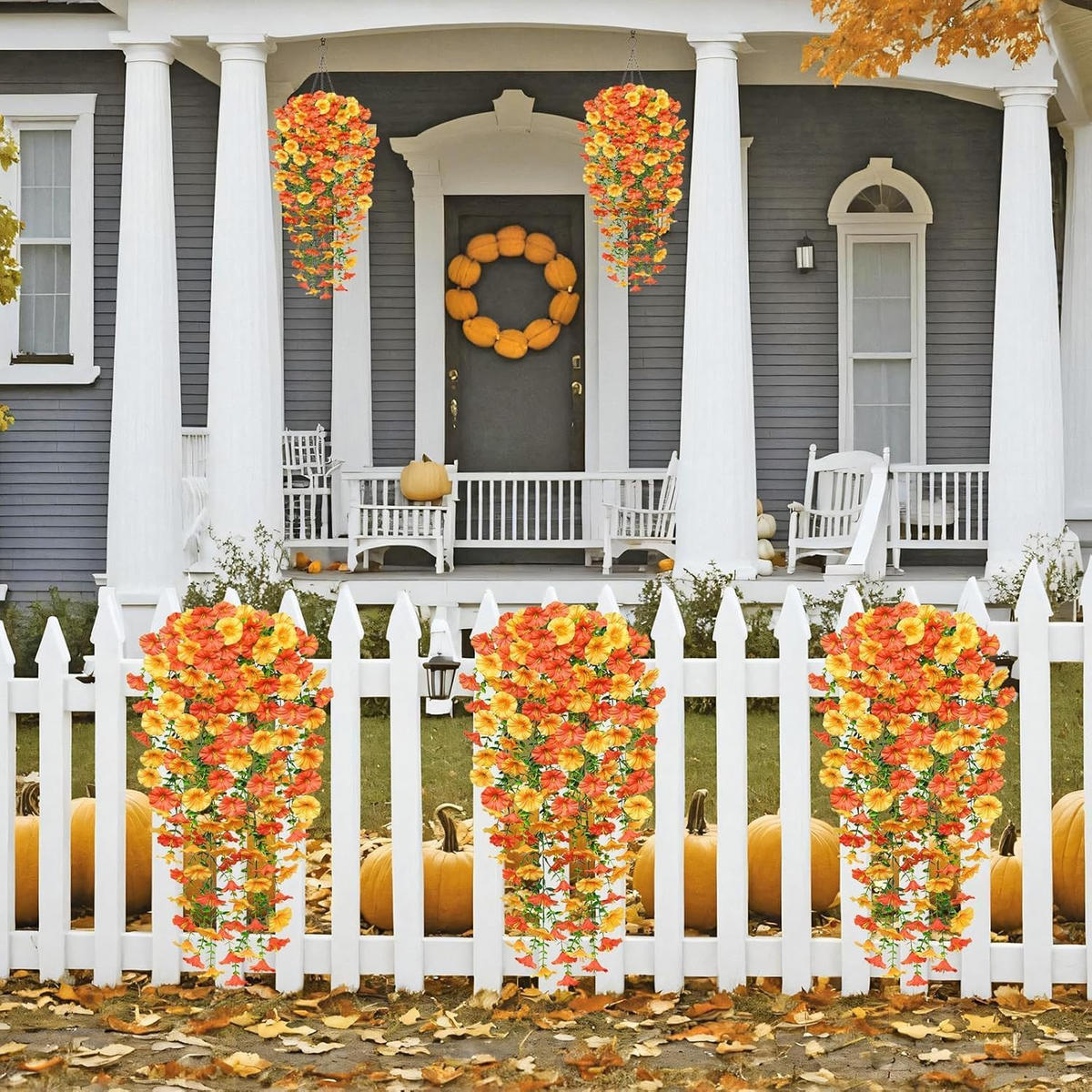 KUNSTBLUME 2 Stück Kunstblumen Veilchen Hängend - Dunkelorange, Kunststoff (75cm) - Kaket