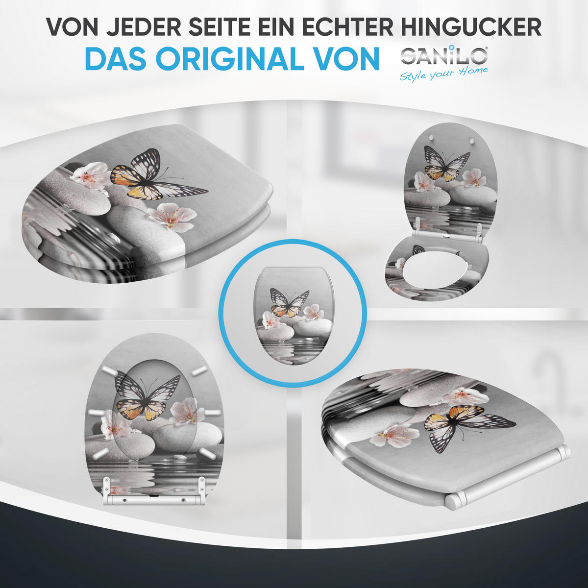WC-SITZ mit Absenkautomatik & Top Fix Vanesa - Grau, Holzwerkstoff (37.7/5.5/48cm) - Sanilo