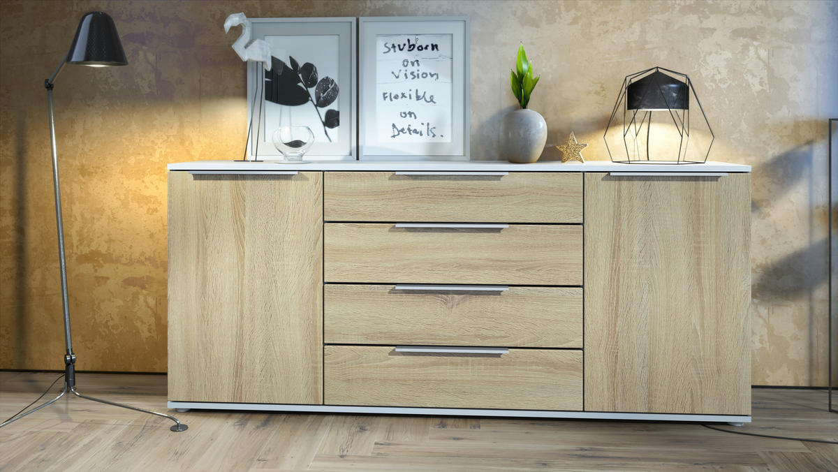 SIDEBOARD Porto Eiche sägerau - Eiche San Remo, Holzwerkstoff (166.5/72.5/35cm) - Vladon