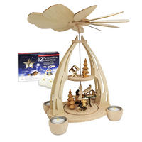 PYRAMIDE Vogelfütterung 20/24/35 cm - Multicolor, Holz (0.1/35/0.1cm) - Dekoteam24