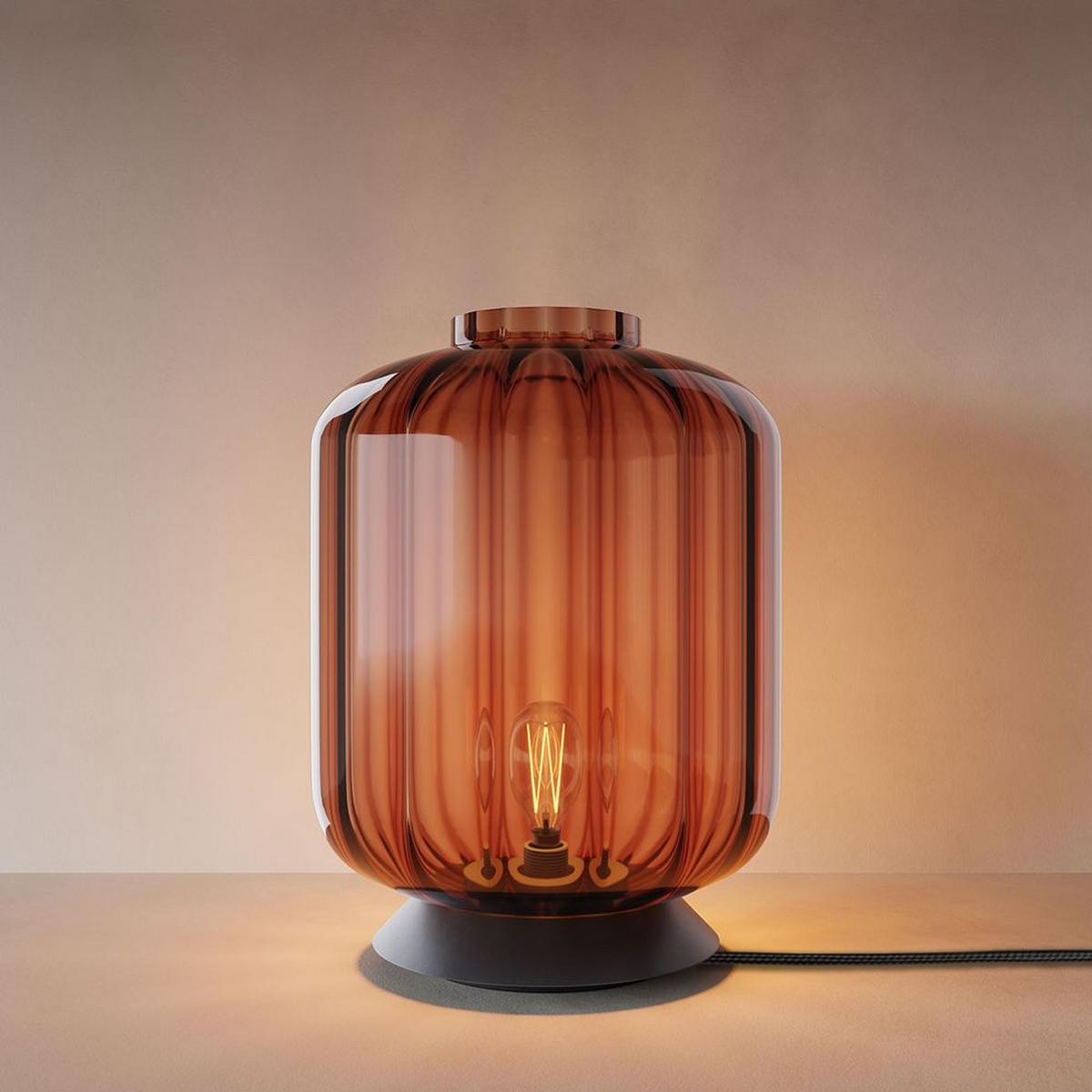 TISCHLAMPE Velo Braun Ø 18cm - Braun, Glas (18/18/36cm) - s.luce