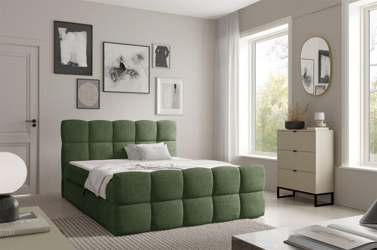 BOXBETT Satine Premium - Grün, Holzwerkstoff/Textil (120/220cm) - Fun Möbel