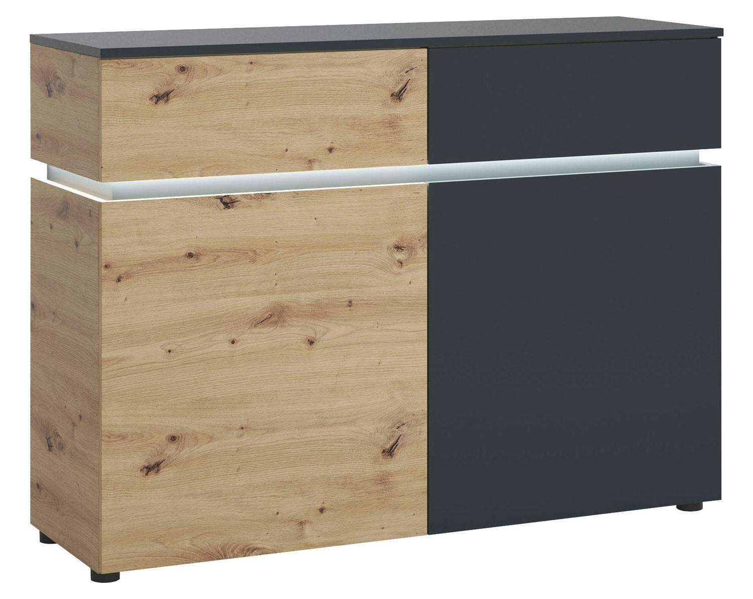 KOMMODE Luci Eiche Artisan / grau 120 / 40 / 90cm - Eichefarben/Multicolor, Holz/Holzwerkstoff (120/90/40cm) - Feldmann-Wohnen