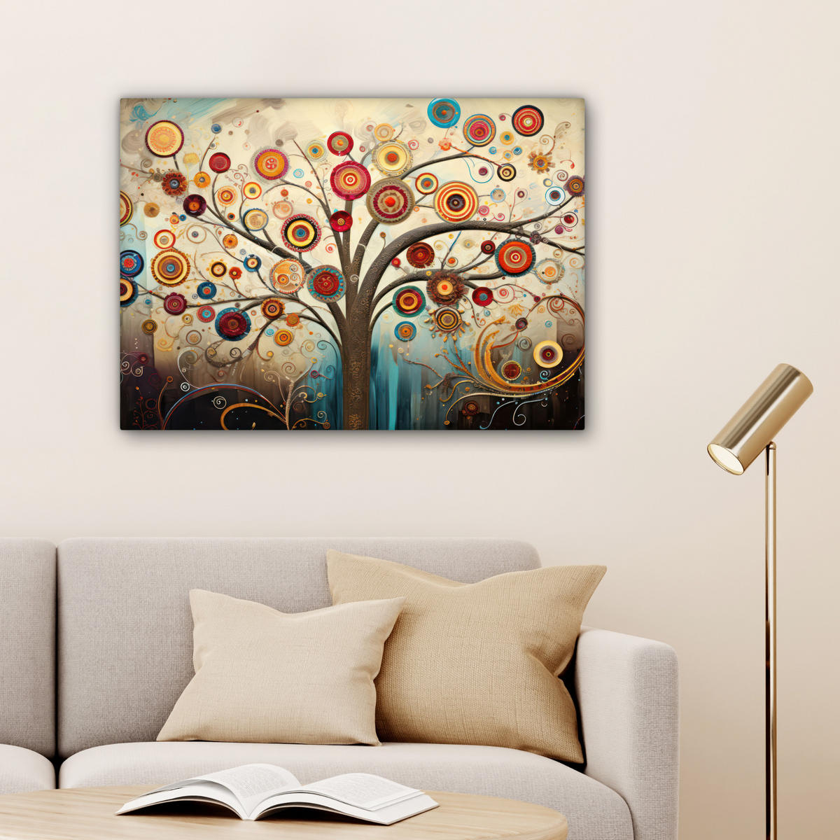 LEINWANDBILD Baum - Baum des Lebens - Farbe Wandbilder 80x60 cm - Braun, Textil (80/60cm) - MuchoWow