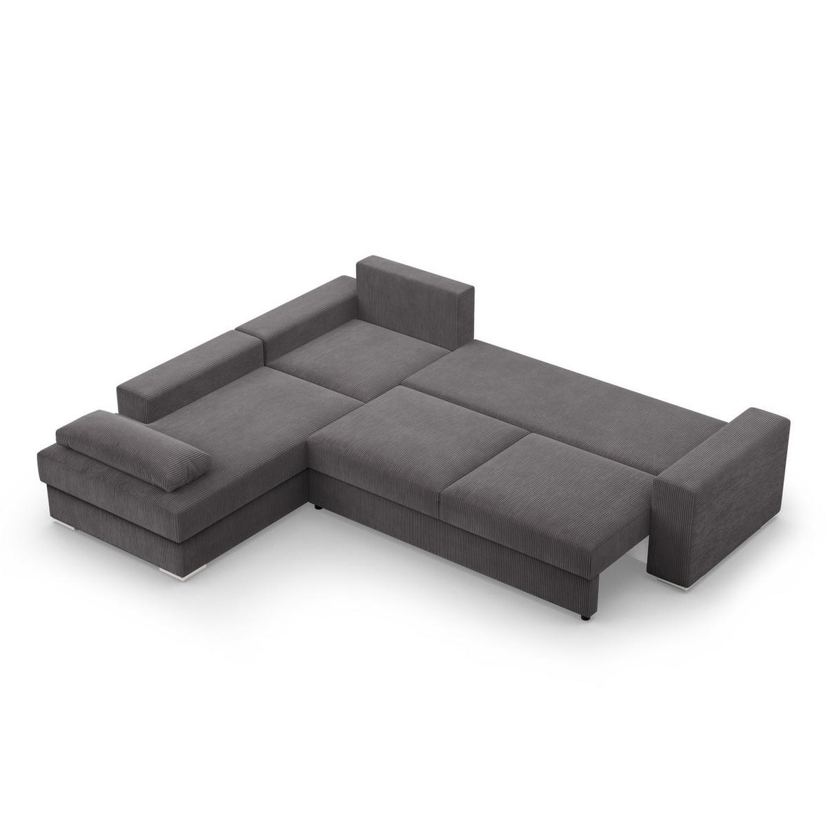 ECKSOFA MIT SCHLAFFUNKTION VELANO Dunkelgrau - Dunkelgrau, Textil (231/287cm) - Mebligo