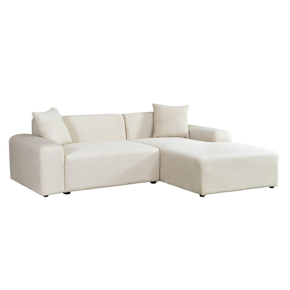 ECKSOFA AMELIO - Beige, Rechts - Beige, Holzwerkstoff/Textil (178/240cm) - Home Deluxe