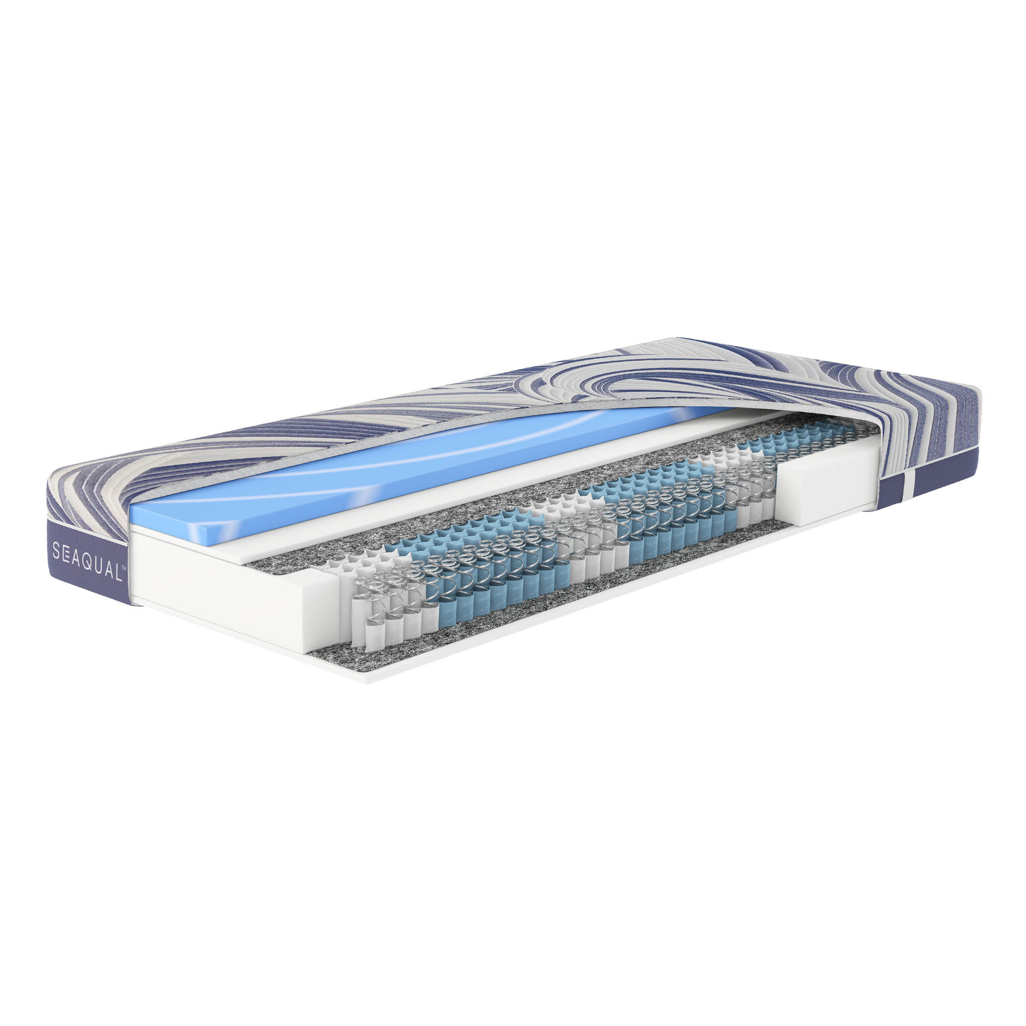 TASCHENFEDERKERN-MATRATZE "Ocean Clean TFK", H4, 80 x 200 cm, Höhe: ca. 21 cm - Blau, Textil (80/200cm) - Hn8 Schlafsysteme