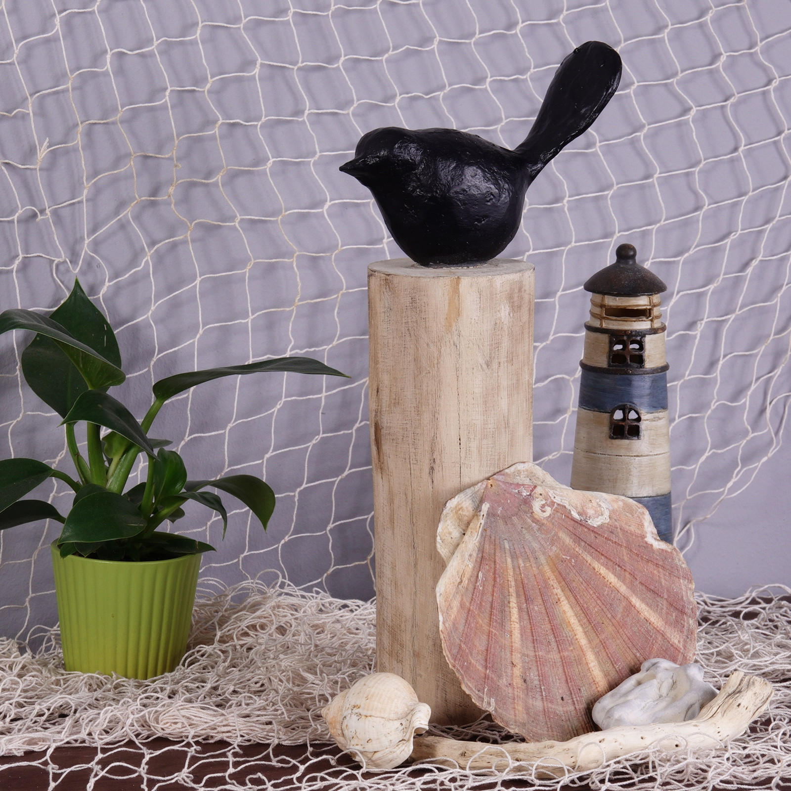 SKULPTUR VOGEL Birdy II Mangoholz-Sockel schwarz-natur - Naturfarben, Holz (10/27/15cm) - CREEDWOOD