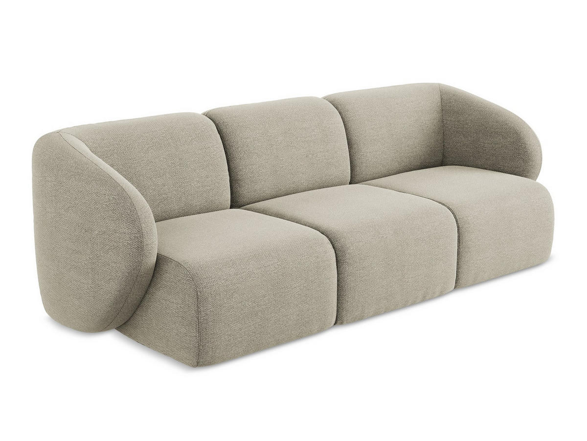 3-SITZER SOFA Bouclé Stoff Grau - Taupe/Schwarz, Holzwerkstoff/Kunststoff (244/75/94cm) - Makamii
