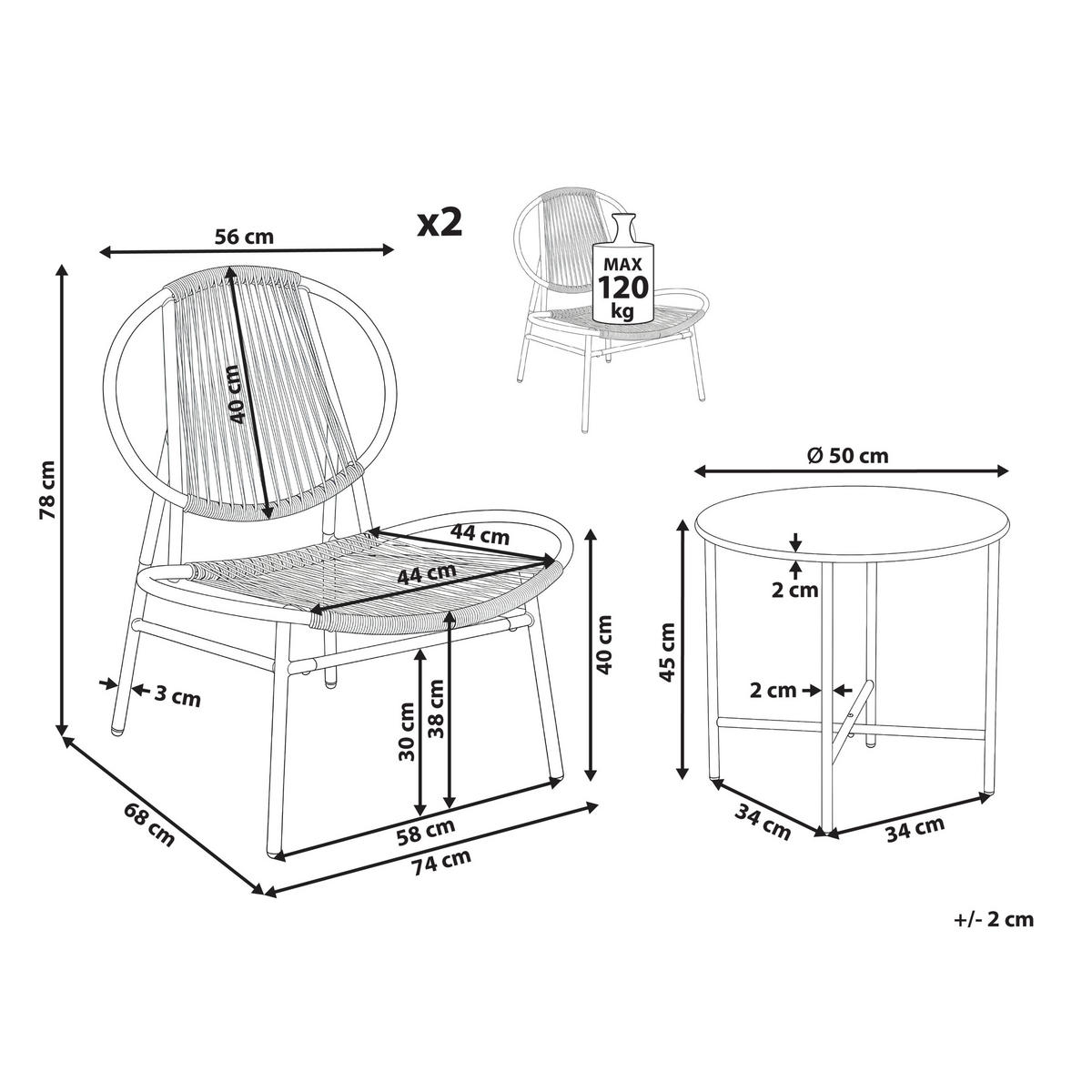 BISTRO SET bež Ovaro - bež, plastika - Beliani