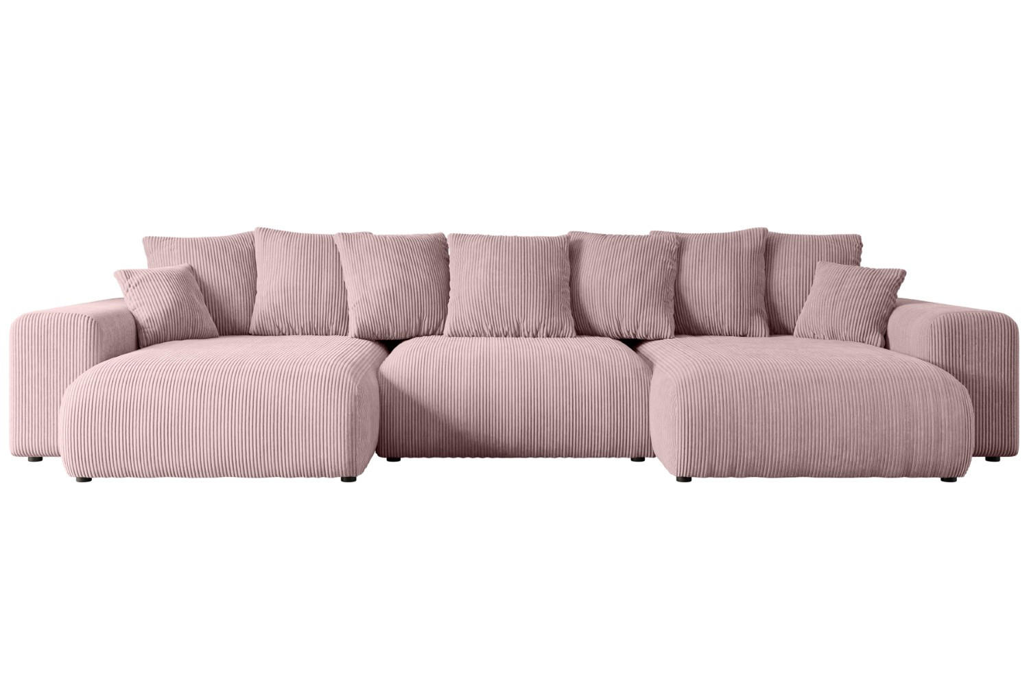 WOHNLANDSCHAFT mit Schlaffunktion und Bettkasten ESKAR-U -352x165x84cm Rosa Cord - Schwarz/Rosa, Holzwerkstoff/Kunststoff (352/84/165cm) - ALTDECOR