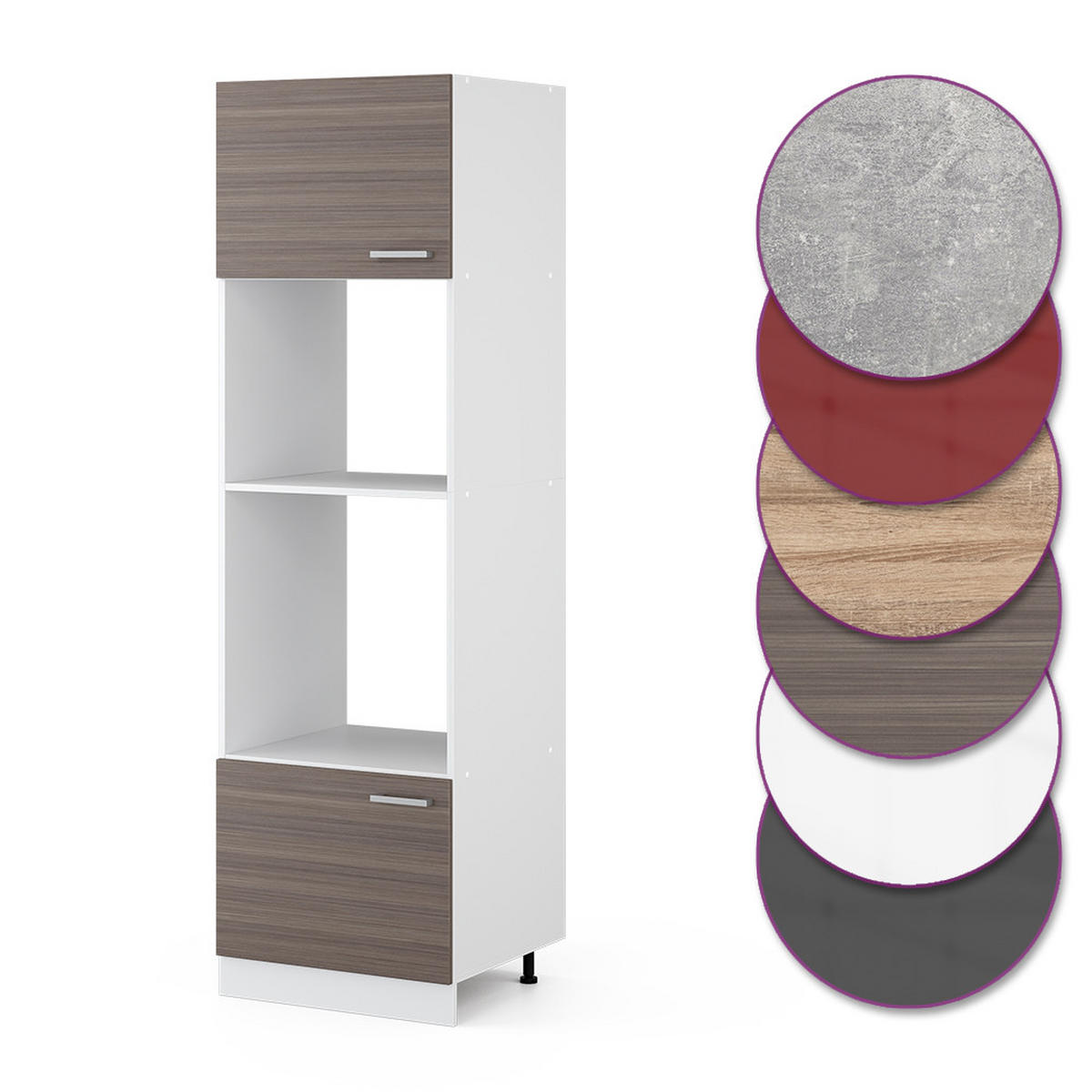 MIKROWELLENSCHRANK R-Line Edelgrau 60 cm - Weiß/Braun, Holzwerkstoff (60/206.8/57.2cm) - Vicco