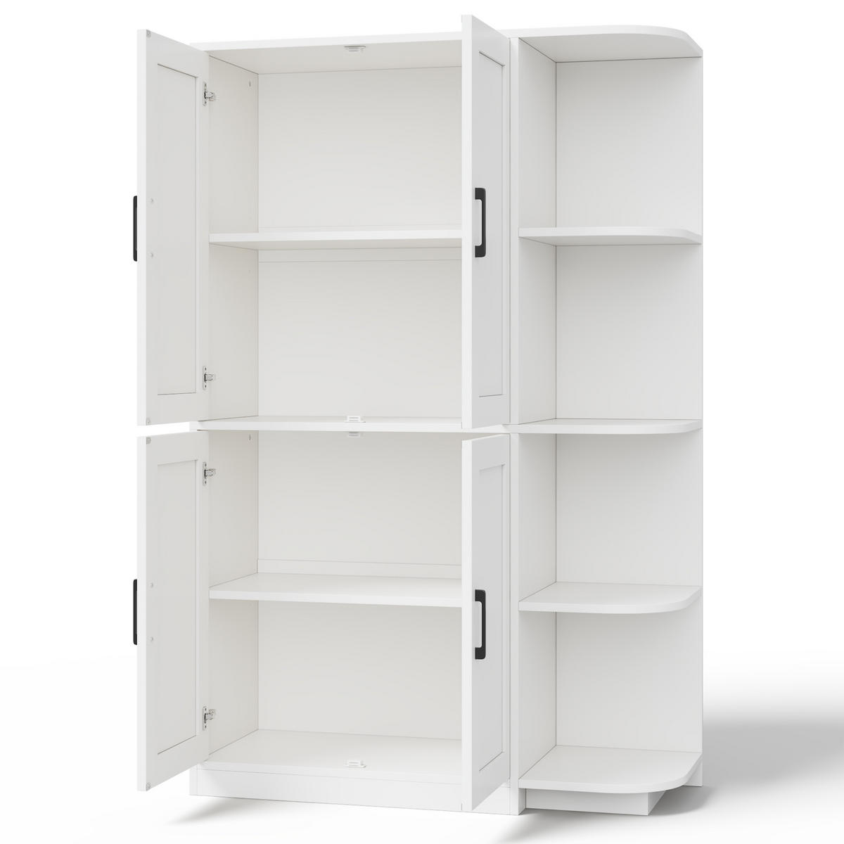 MEHRZWECKSCHRANK DE-38697 103/40/163 cm 4 Türen und 4 offene Fächer Weiß - Weiß, Holzwerkstoff (103/163/40cm) - ComfortXL