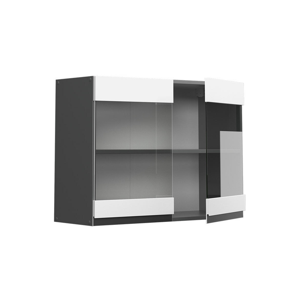 KÜCHENGLASSCHRANK R-Line Weiß 80 cm J-Shape - Anthrazit/Weiß, Holzwerkstoff (80/60/31cm) - Vicco