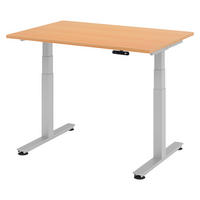 SCHREIBTISCH elektrisch XDSM 80/120/72 cm in Buchefarben/Silberfarben - Buchefarben/Silberfarben, Holzwerkstoff (80/120/72cm) - bümö
