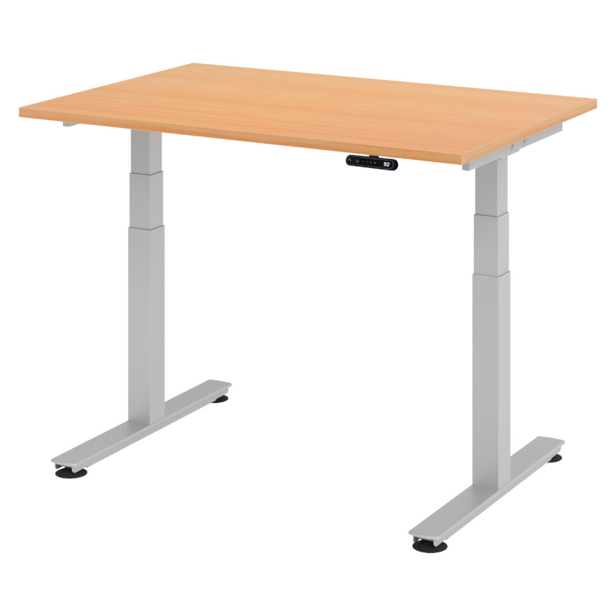 SCHREIBTISCH elektrisch XDSM 80/120/72 cm in Buchefarben/Silberfarben - Buchefarben/Silberfarben, Holzwerkstoff (80/120/72cm) - bümö