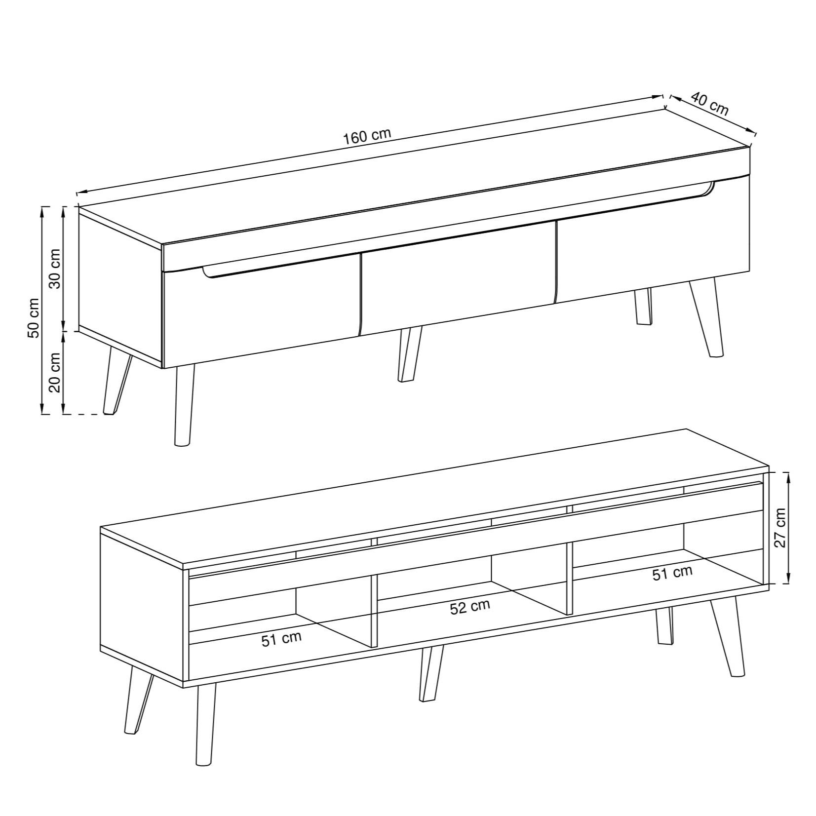 Thumbnail - Masseno Lowboard, Eiche Artisan, Holzwerkstoff, 3 Schubladen, 160x50x40 cm, Wohnzimmer, Wohnwände, Lowboards, Lowboards ...