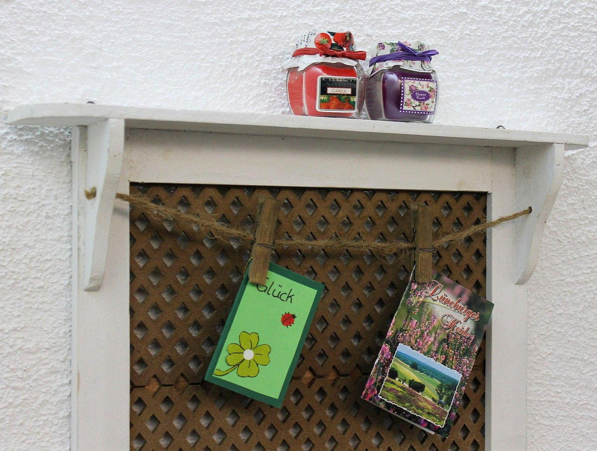 WANDORGANIZER Vintage Schlüsselbrett Holz mit Ablage - Weiß, Holz (43/39/6.5cm) - DanDiBo